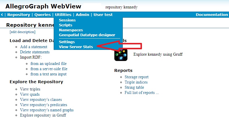 View Server Load menu item